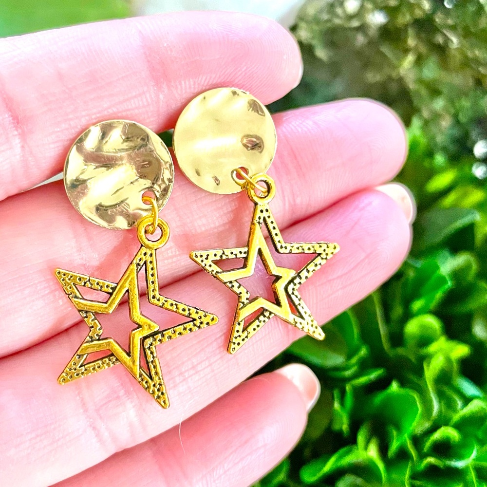 Golden Star Dangle Earrings
